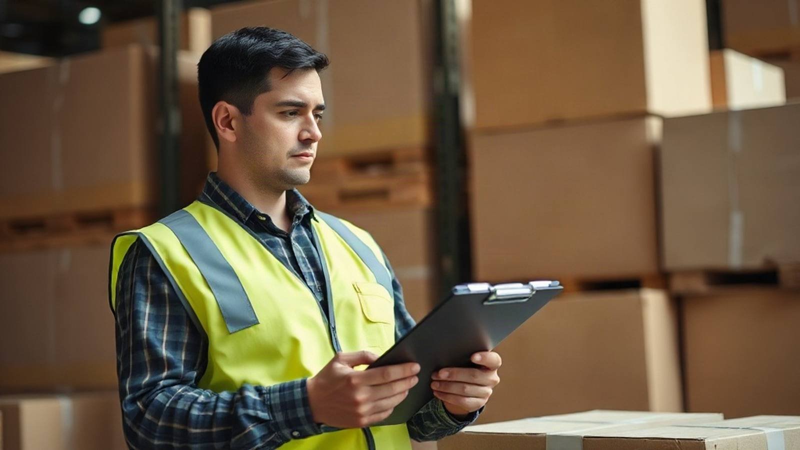 Warehouse worker checking an order before consolidation